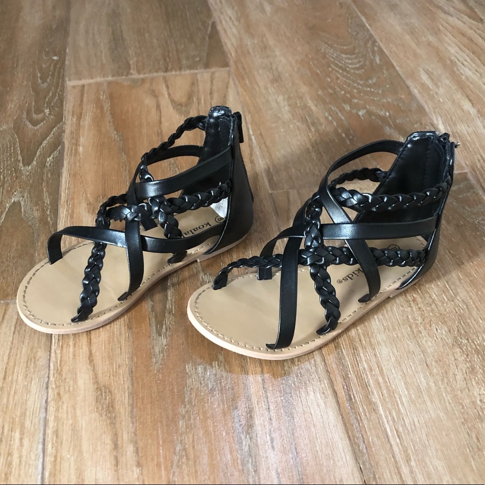 EUC Toddler 8 Girls Black Koala Kids Sandals